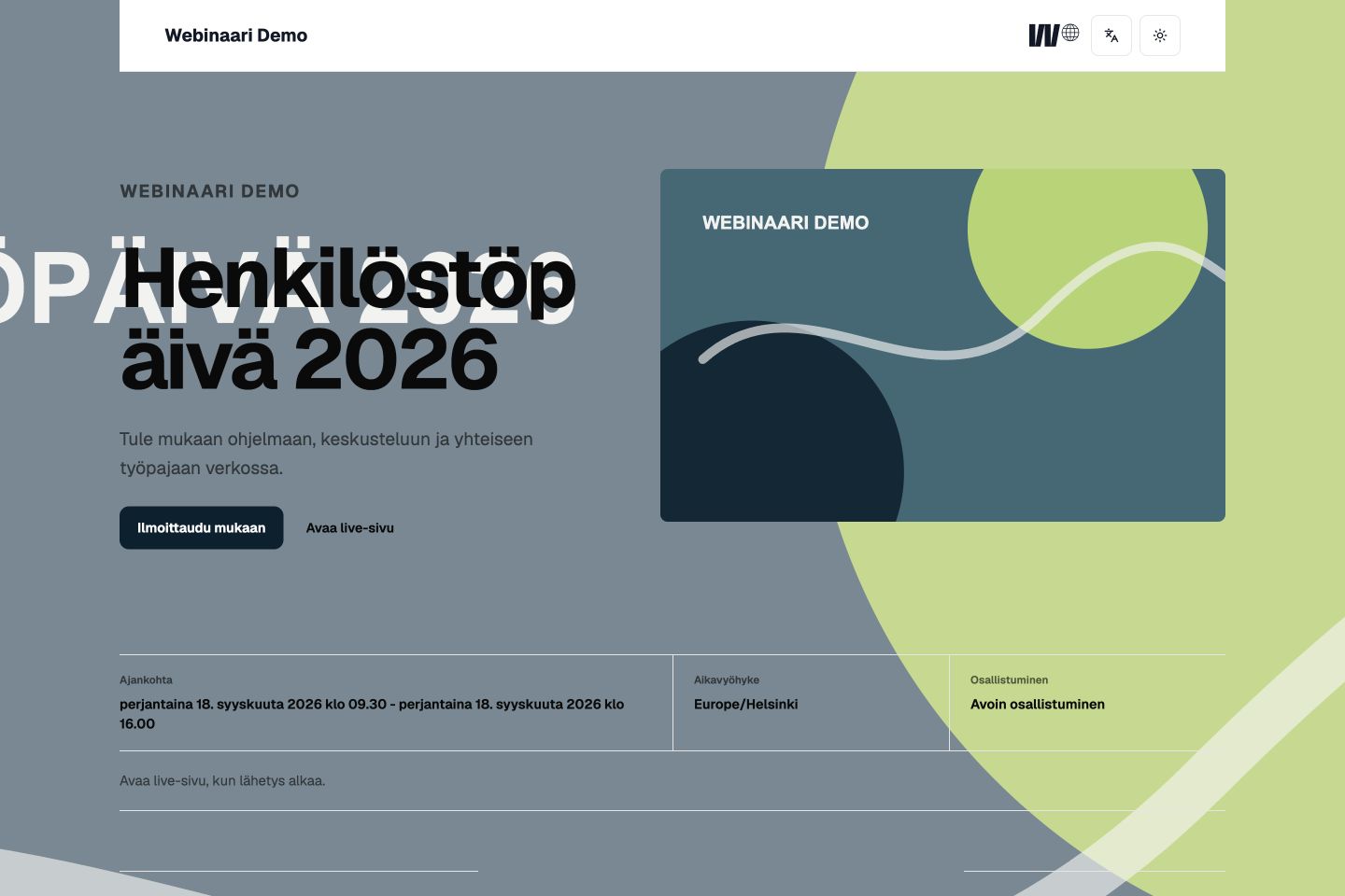 Minimal, Rounded and Sharp event page templates: Minimal