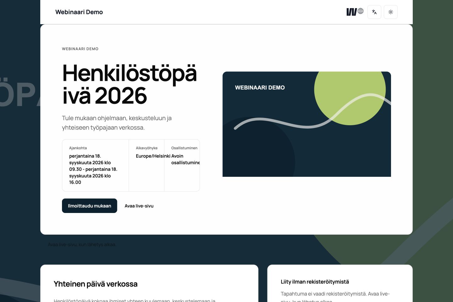 Minimal, Rounded and Sharp event page templates: Rounded