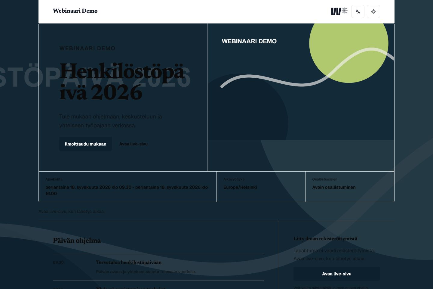 Minimal, Rounded and Sharp event page templates: Sharp